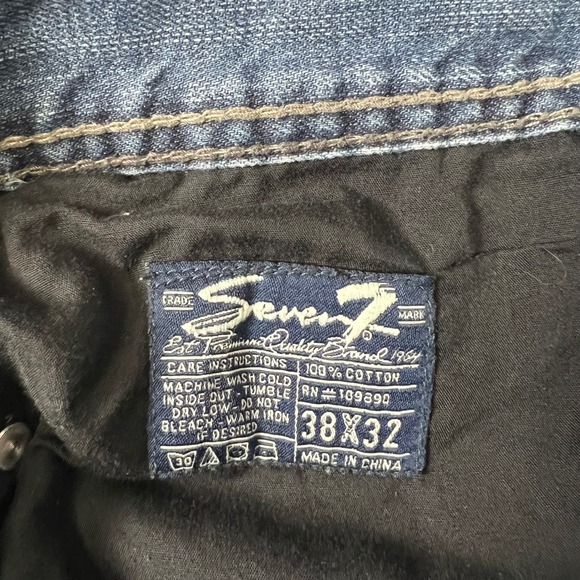 Seven7 Men's Straight Leg Denim Jeans Size 38x32 Pockets‎ Boho Whiskering - Picture 3 of 10